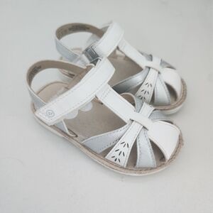 Stride Rite White and Silver Kids Sandals